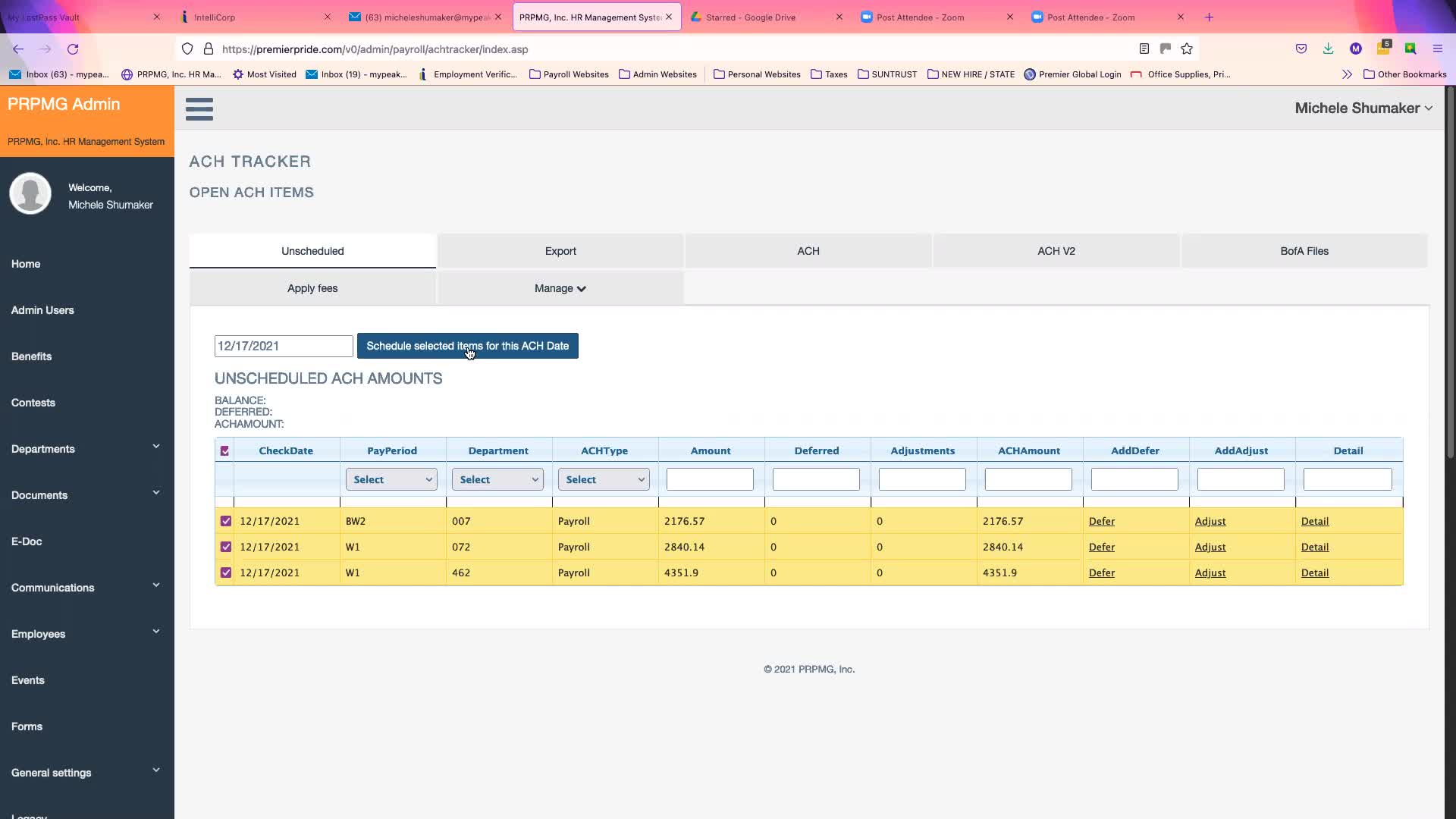 Premier Meeting w/ Michele Shumaker: Payroll Concerns 12.14.21